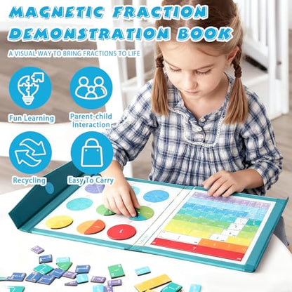 2026 New Magnetic Fraction Demonstration Book, Magnetic Fraction Tiles & Fraction Circles Set, Fraction Magnets for Teaching, A Hands-On Visual Fraction Learning Set