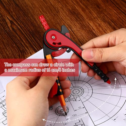 Zonon 2 Pcs Protractor and Compass Set, Swing Arm Protractor, Red - color: Red