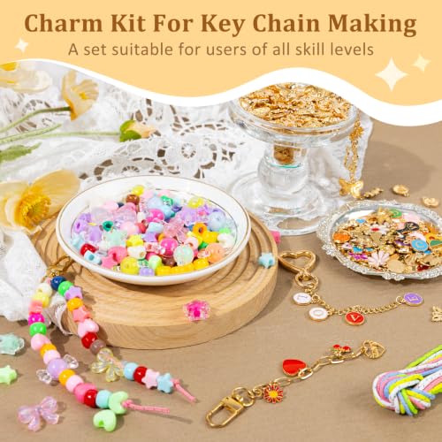 863 Pcs Keychain Making Kit, Alphabet Beads Craft Set with Storage Box