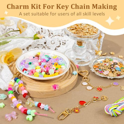 863 Pcs Keychain Making Kit, Alphabet Beads Craft Set with Storage Box