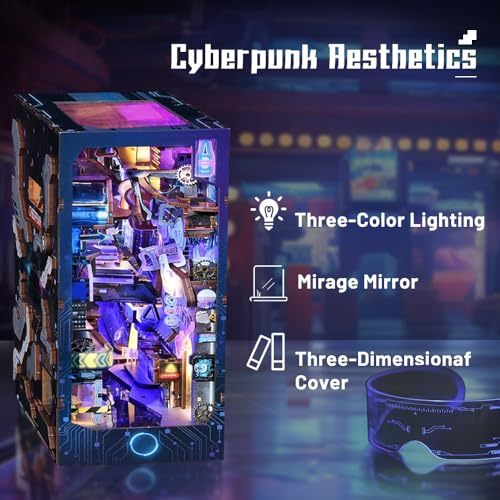 DIY Book Nook Cyberpunk Dollhouse Kit 3D Wooden Puzzle for Adults - color: Sq-18