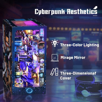 DIY Book Nook Cyberpunk Dollhouse Kit 3D Wooden Puzzle for Adults - color: Sq-18