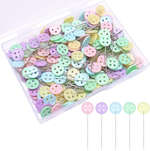 Elisel 200 pcs Multicolor Straight Pins Straight Quilting Pins Craft Positioning Pins Fixed Sewing Marker Needle for Crafting Dressmaker and Other Crafts Making (Buttons)