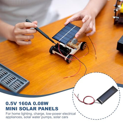 MECCANIXITY 2 Pcs 0.5V 0.08W 160mA Mini Solar Panels, Small Polycrystalline Solar Cell Panel with 2 Cable for DIY Electric Toy Materials Kits Charger, 53mm x 18mm - style: 0.5V 0.08W 160mA