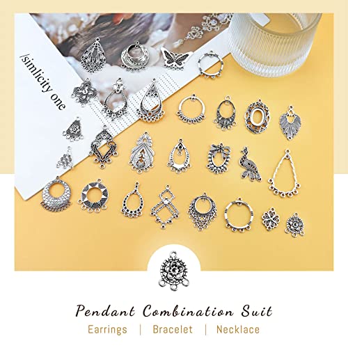 JIALEEY Antiqued Tibetan Silver Earring Chandelier Earring Jewelry Making Kit for Earring Drop and Charm Pendant Assorted Pack (30Pair 60Pcs)
