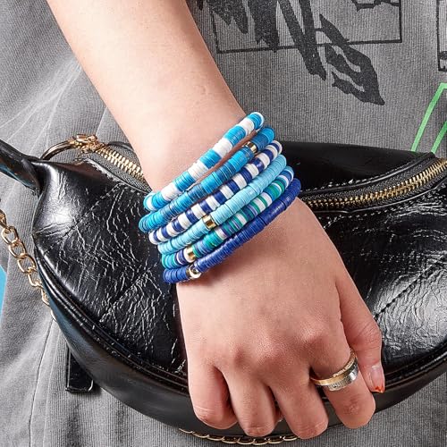 4000pcs Dark Blue Clay Beads,6mm Heishi Bead Polymer Flat Round Disc Bulk Beads for Jewelry Making,DIY Friendship Bracelet and Necklace Craft - color: Dark Blue