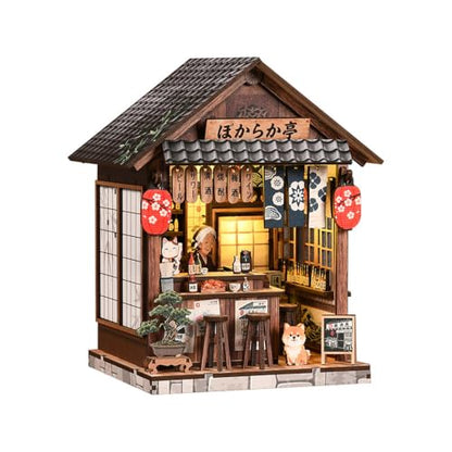 Music Park Book Nook Kit for Adults, 3D Wooden Puzzle Izakaya Pub with LED - color: Izakaya Pub