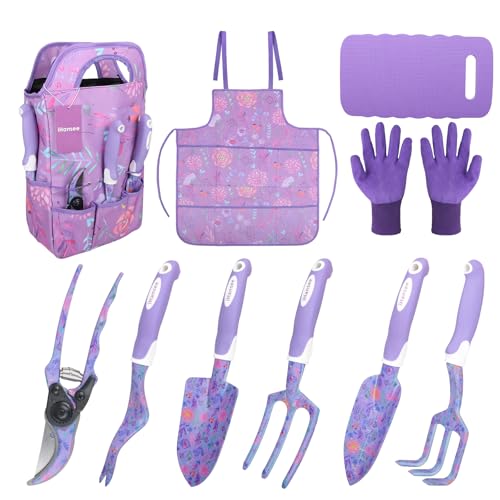 Purple Garden Tools Set 10 Pieces, Gardening Gifts for Women - color: purple
