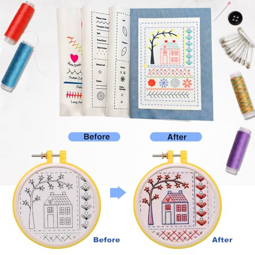 Embroidery Stitch Book Kit for Beginners, 106 Patterns with Tools Tutorials