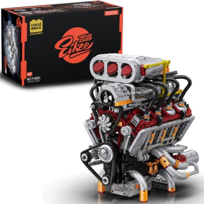 UNCLE BRICK V8 Engine Building Block Set,Mini V8 Engine Kits that Runs,Collectible Set for Adults,Model Engine Gift for Adults,Home or Office Décor Sets for Boys 8-14(2347PCS)