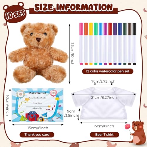 Blueweenly 40 Pcs Make Your Own Stuffed Animal Bear Kit,Brown - color: Brown