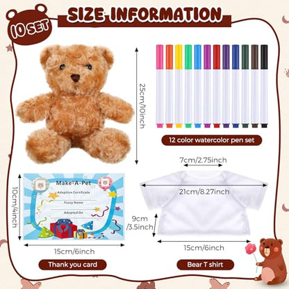 Blueweenly 40 Pcs Make Your Own Stuffed Animal Bear Kit,Brown - color: Brown