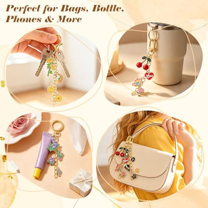 Ecoofor 613 PCS Charms Lip Gloss Keychain Making Kit, Bag Charm Kit with 178 Charms, 25 Keychain Clips & Extender Chains, Jewelry Pliers, Gift Bags & DIY Keychain Craft Supplies - color: Gold - 613 Pcs Kit