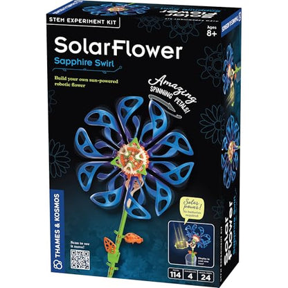 Thames & Kosmos SolarFlower Sapphire Swirl STEM Kit | Build a Motorized Solar-Powered Flower with Spinning, Colorful Petals, Educational Gift for Kids Ages 8+, Adults - color: Sapphire Blue