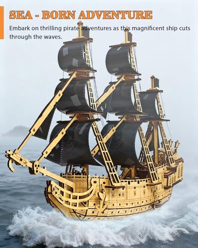 Pirate Ship 3D Wooden Puzzle for Adults - Ideal Christmas or Thanksgiving Gift for Model Enthusiasts 3D Puzzles for Adults - style: Legacy Ship Puzzle