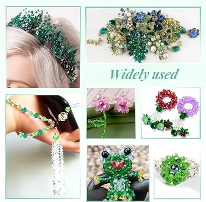 1000 Pcs Rondelle Faceted Glass Beads Crystal Glass Beads for Jewelry Making 4/6/8mm Faceted Briolette Rondelle Bead with Container for Earrings,Necklaces,DIY Beading Projects (Green) - color: green