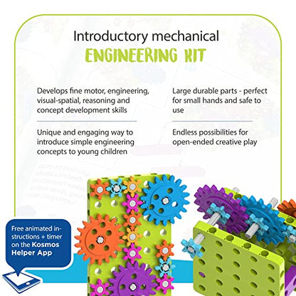 Thames & Kosmos Kids First: Intro to Gears STEM Experiment Kit for Ages 3+ | Build 4 Models, Learn About Gears, Power & Motion | Intro to Mechanical Engineering for Young Learners | Durable Parts