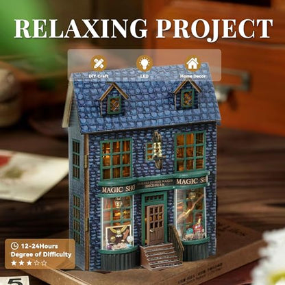 Flever Dollhouse Miniature DIY House Kit Creative Room with Furniture for Romantic Valentine's Gift (Magic Store) - color: Magic Store