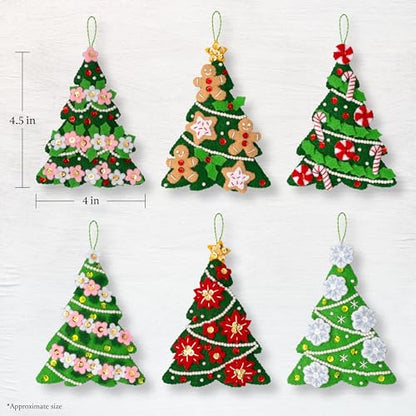 Bucilla Felt Applique 6 Piece Ornament Making Kit, Festival of Trees, Perfect for DIY Arts and Crafts Projects, 89662E