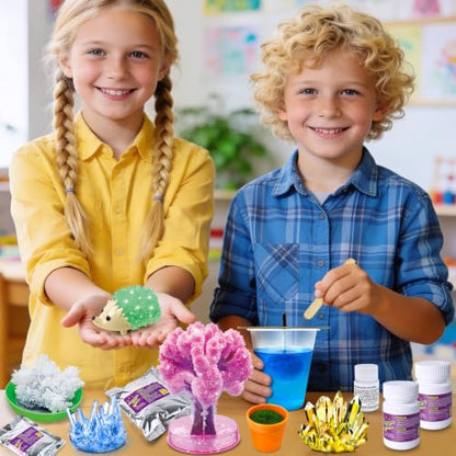 UNGLINGA Crystal Growing Kit for Kids, Grow 6 Vibrant Crystals Making Kit