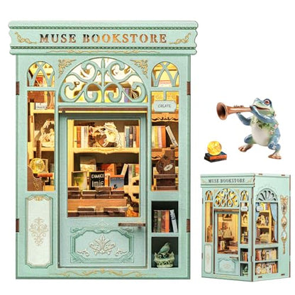 Fsolis Book Nook Kit - 3D Wooden Puzzles for Adults (Muse Bookstore) - color: Muse Bookstore