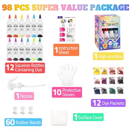 12 Colors Tie Dye Kit, Fabric Dye Set for Kids Adults Parties - color: 12 COLORS