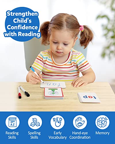 Coogam CVC Sight Words Magnetic Letters Flashcards, Short Vowel Spelling Game, Preschool Kids Learning Supplies, Montessori Educational Writing Reading Toy Gift for 3 4 5 Years Old