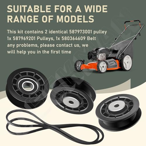 587973001, 587969201 Pulleys & 580364609 Belt Kit for Husqvarna etc.Models - style: Pulley Belt Kit