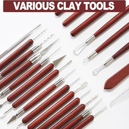 LINPHCEY 22-Piece Clay Sculpting Tools Set Perfect for Polymer Air Dry Modeling Clay Beginners & Professionals Ideal for DIY Pottery & Ceramics Tools for Clay Sculpey Sculpting & Crafting - color: 22PCS/SET