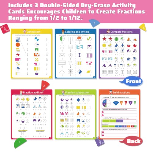 Magnetic Fraction Playbook 164 Pcs Math Manipulatives Toy for Kids - color: Pink