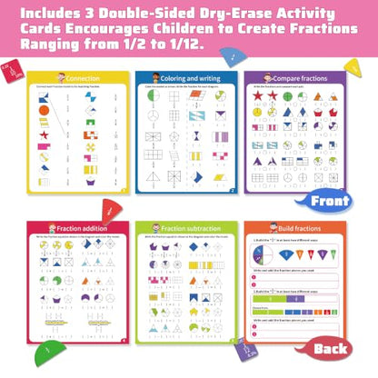 Magnetic Fraction Playbook 164 Pcs Math Manipulatives Toy for Kids - color: Pink