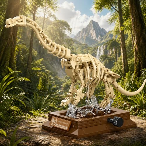 DRZYJ Brachiosaurus Dinosaur Fossil Building Set, 284Pcs Movable Brachiosaur Skeleton Model Kit with Museum Display Stand, Educational Giant Sauropod Toy for Kids 8+, Gift for Dinosaur Lovers - style: Brachiosaurus