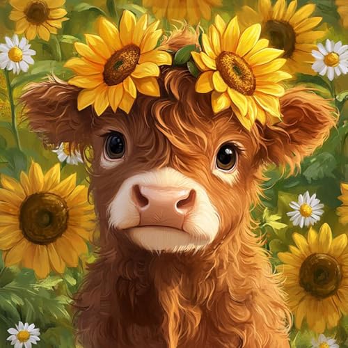 Diamond Art Kits for Adults & Beginners, Highland Cow Diamond Painting Kit - color: HMDPUS-25405