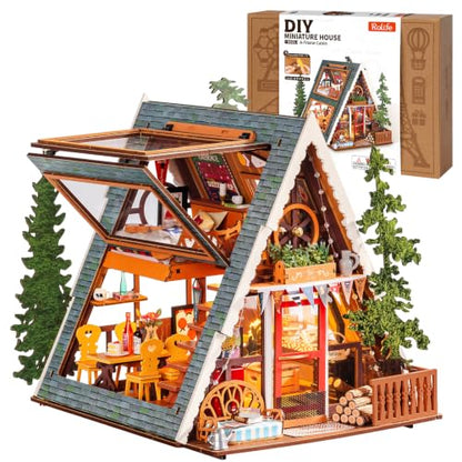 Rolife DIY Miniature Forest Tiny House Kit-A-Frame Cabin with LED Lights