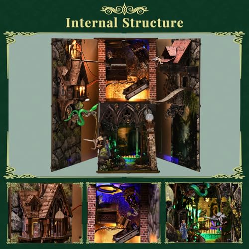 MiniCity Down the Rabbit Hole DIY Book Nook Kit, Miniature Puzzle with LED - color: Down the Rabbit-hole
