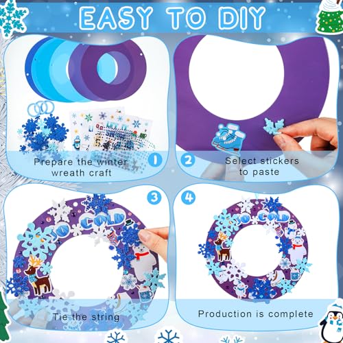 Hollowfly 48 Sets Winter Snowflake Wreath Craft Kits - style: Winter