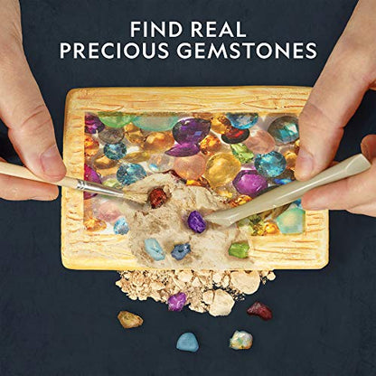 National Geographic Semi-Precious Gemstone Dig Kit for Kids - 15 Real Gems Including Amethyst, Garnet, Opal, Blue Topaz, and More, STEM Rock Collection Activity, Dig Brick, Science Kit for Kids - style: 15 Semi-precious Gems