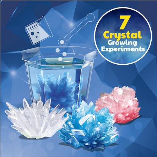 4M 7 Crystal Growing Science Experimental Kit with Display Cases - Easy DIY STEM Toy Lab Experiment Specimens, Educational Gift for Kids, Teens, Boys & Girls - style: 7 Crystals