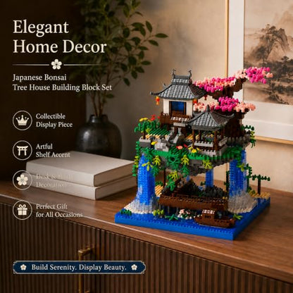 Cherry Blossom Treehouse Micro Mini Building Block Sets 2500 Pcs - color: Brown01