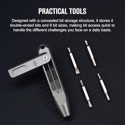 OKNIFE Otacle D1 Titanium 9-in-1 Small EDC Pocket Screwdriver Set - color: Titanium-grey