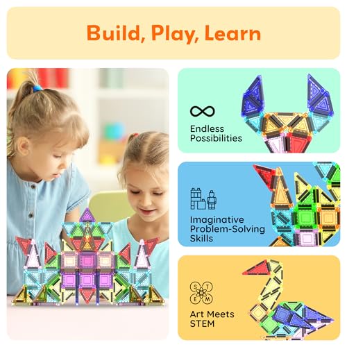 PicassoTiles Nano Magnetic Tiles Travel Set with Storage Tin, Kids Ages 3+ - color: 50pcs Mini With Case