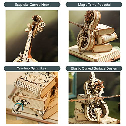 ROKR 3D Puzzles for Adults Cello+Piano Model Kit Wooden Music Box AMK81+AMK63 Building Kit Desk Gift for Men Women Hobby for Adults