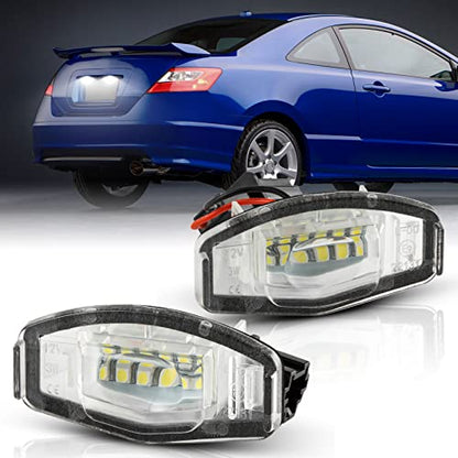 POPMOTORZ LED License Plate Lights Assembly Compatible With 2003-2012 Honda Civic Accord MR-V/Pilot Odyssey City MK4 & 1999-2009 Acura MDX RI TI TSX ILX RDX - 2 Pack 18 SMD Xenon White - size: For Honda Acura