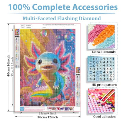 Axolotl Diamond Art Kits for Adults, Diamond Painting Kits 12x16 inch - color: Axolotl