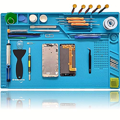 Professional Large soldering Mat (55x35cm) Repair Silicone Magnetic Work Mat For Electronics, Computer, Cell Phone DIY, Welding Heat Resistant Anti-Static Repair Mat For Solder Iron Station