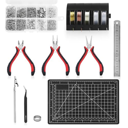Jewelry Pliers Making Tools Set, Mini Jeweler Pliers for Adults with Beading Wire Kit, Bracelet Helper, Craft Earring Accessories for Jewelry Making Supplies DIY Hobby Repair - style: 8 mini pliers