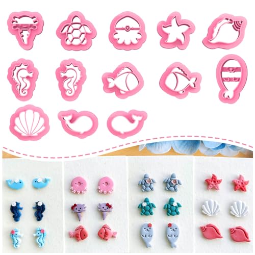 Keoker Ocean Clay Cutters - Sea Animal Faces for Polymer Clay Jewelry, 12 Shapes Earring Cutters - color: Ocean