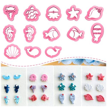 Keoker Ocean Clay Cutters - Sea Animal Faces for Polymer Clay Jewelry, 12 Shapes Earring Cutters - color: Ocean
