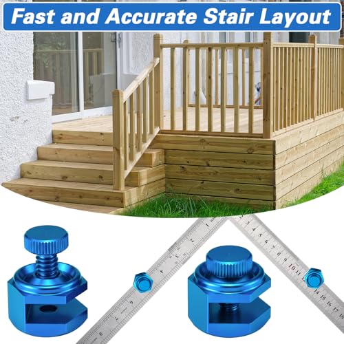 4 Pack Stair Gauge Set, Layout Tool for Framing Square, Blue - color: Blue