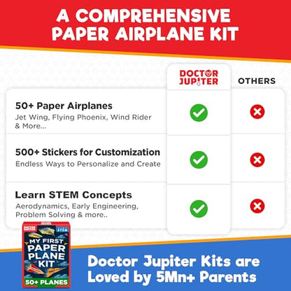 Doctor Jupiter Paper Airplane Book Kit for Kids Ages 4+, Craft Toy - style: 50+ Airplanes